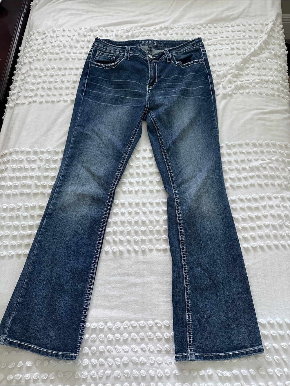 Grace In LA Jeans Women sz 13 or 30 inch waist Boot Cut Embellished Flap Pockets